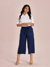 Load image into Gallery viewer, Go Colors Navy Linen Blend Culottes
