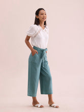 Load image into Gallery viewer, Go Colors Ocean Green Linen Blend Culottes
