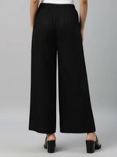 Load image into Gallery viewer, Go Colors Black Woven Viscose Basic Palazzo
