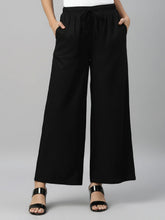 Load image into Gallery viewer, Go Colors Black Woven Viscose Basic Palazzo
