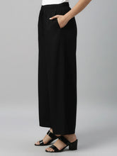 Load image into Gallery viewer, Go Colors Black Woven Viscose Basic Palazzo
