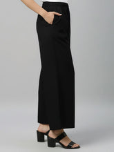 Load image into Gallery viewer, Go Colors Black Woven Viscose Basic Palazzo
