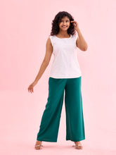 Load image into Gallery viewer, Go Colors Bottle Green Woven Viscose Basic Palazzo

