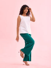 Load image into Gallery viewer, Go Colors Bottle Green Woven Viscose Basic Palazzo

