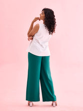 Load image into Gallery viewer, Go Colors Bottle Green Woven Viscose Basic Palazzo
