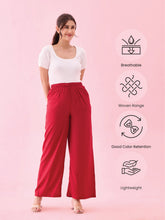 Load image into Gallery viewer, Go Colors Bright Red Woven Viscose Basic Palazzo
