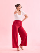 Load image into Gallery viewer, Go Colors Bright Red Woven Viscose Basic Palazzo
