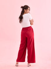 Load image into Gallery viewer, Go Colors Bright Red Woven Viscose Basic Palazzo
