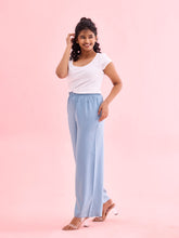 Load image into Gallery viewer, Go Colors Dusty Blue Woven Viscose Basic Palazzo
