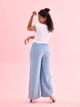 Load image into Gallery viewer, Go Colors Dusty Blue Woven Viscose Basic Palazzo
