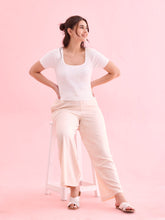 Load image into Gallery viewer, Go Colors Ecru Woven Viscose Basic Palazzo
