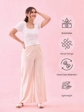Load image into Gallery viewer, Go Colors Ecru Woven Viscose Basic Palazzo

