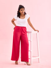 Load image into Gallery viewer, Go Colors Fuchsia Woven Viscose Basic Palazzo
