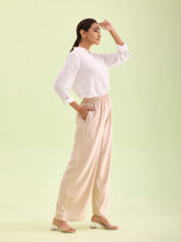 Load image into Gallery viewer, Go Colors Light Beige Woven Viscose Basic Palazzo
