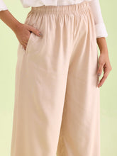 Load image into Gallery viewer, Go Colors Light Beige Woven Viscose Basic Palazzo
