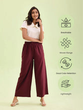 Load image into Gallery viewer, Go Colors Maroon Woven Viscose Basic Palazzo
