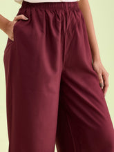 Load image into Gallery viewer, Go Colors Maroon Woven Viscose Basic Palazzo
