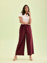 Load image into Gallery viewer, Go Colors Maroon Woven Viscose Basic Palazzo
