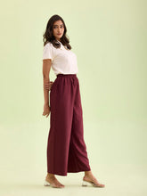 Load image into Gallery viewer, Go Colors Maroon Woven Viscose Basic Palazzo
