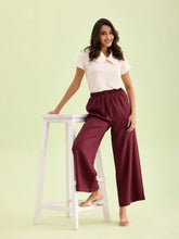 Load image into Gallery viewer, Go Colors Maroon Woven Viscose Basic Palazzo
