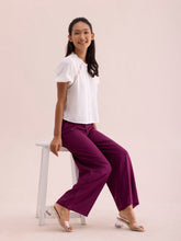Load image into Gallery viewer, Go Colors Medium Violet Woven Viscose Basic Palazzo
