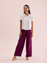 Load image into Gallery viewer, Go Colors Medium Violet Woven Viscose Basic Palazzo
