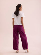 Load image into Gallery viewer, Go Colors Medium Violet Woven Viscose Basic Palazzo
