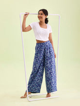 Load image into Gallery viewer, Go Colors Navy Woven Viscose Printed Palazzo

