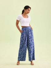 Load image into Gallery viewer, Go Colors Navy Woven Viscose Printed Palazzo
