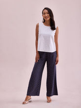 Load image into Gallery viewer, Go Colors Navy Woven Viscose Printed Palazzo

