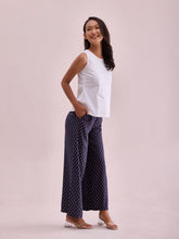 Load image into Gallery viewer, Go Colors Navy Woven Viscose Printed Palazzo
