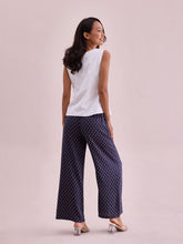 Load image into Gallery viewer, Go Colors Navy Woven Viscose Printed Palazzo
