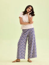 Load image into Gallery viewer, Go Colors Navy Woven Viscose Printed Palazzo

