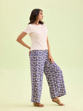 Load image into Gallery viewer, Go Colors Navy Woven Viscose Printed Palazzo
