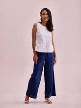 Load image into Gallery viewer, Go Colors Navy Woven Viscose Basic Palazzo
