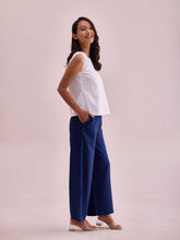 Load image into Gallery viewer, Go Colors Navy Woven Viscose Basic Palazzo
