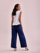 Load image into Gallery viewer, Go Colors Navy Woven Viscose Basic Palazzo

