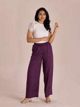 Load image into Gallery viewer, Go Colors Purple Woven Viscose Basic Palazzo
