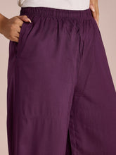 Load image into Gallery viewer, Go Colors Purple Woven Viscose Basic Palazzo
