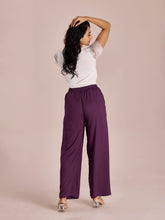 Load image into Gallery viewer, Go Colors Purple Woven Viscose Basic Palazzo
