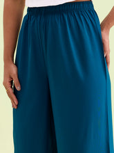Load image into Gallery viewer, Go Colors Turquoise Blue Woven Viscose Basic Palazzo
