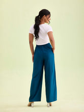 Load image into Gallery viewer, Go Colors Turquoise Blue Woven Viscose Basic Palazzo
