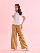 Load image into Gallery viewer, Go Colors Wheat Woven Viscose Basic Palazzo
