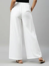 Load image into Gallery viewer, Go Colors White Woven Viscose Basic Palazzo
