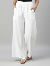 Load image into Gallery viewer, Go Colors White Woven Viscose Basic Palazzo
