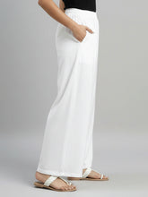 Load image into Gallery viewer, Go Colors White Woven Viscose Basic Palazzo
