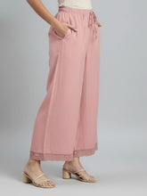 Load image into Gallery viewer, Go Colors Baby Pink Linen Lace Palazzo
