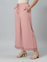 Load image into Gallery viewer, Go Colors Baby Pink Linen Lace Palazzo
