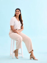 Load image into Gallery viewer, Go Colors Beige Crepe Wide Trouser
