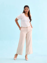 Load image into Gallery viewer, Go Colors Beige Crepe Wide Trouser
